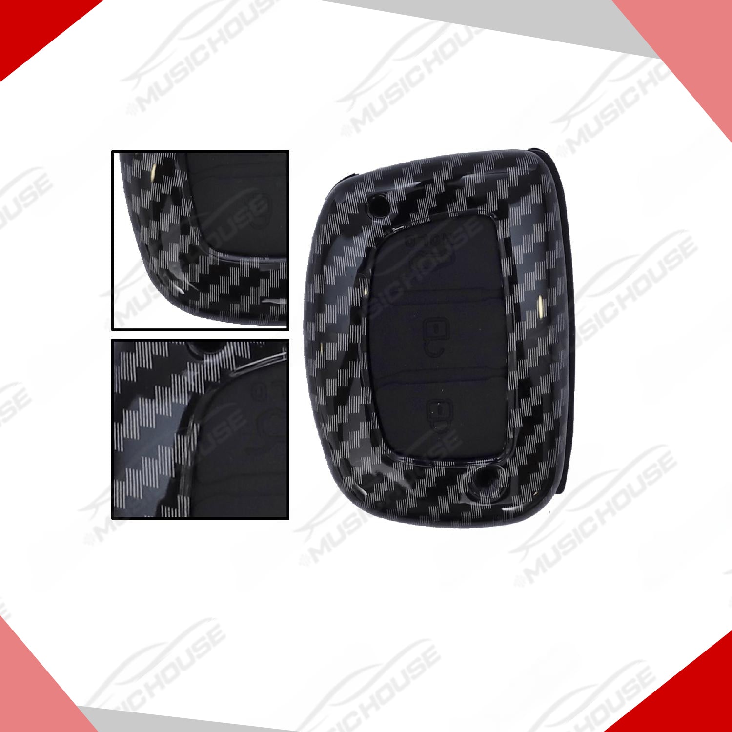 Hyundai Elantra Carbon Fiber Key Cover with 3 buttons