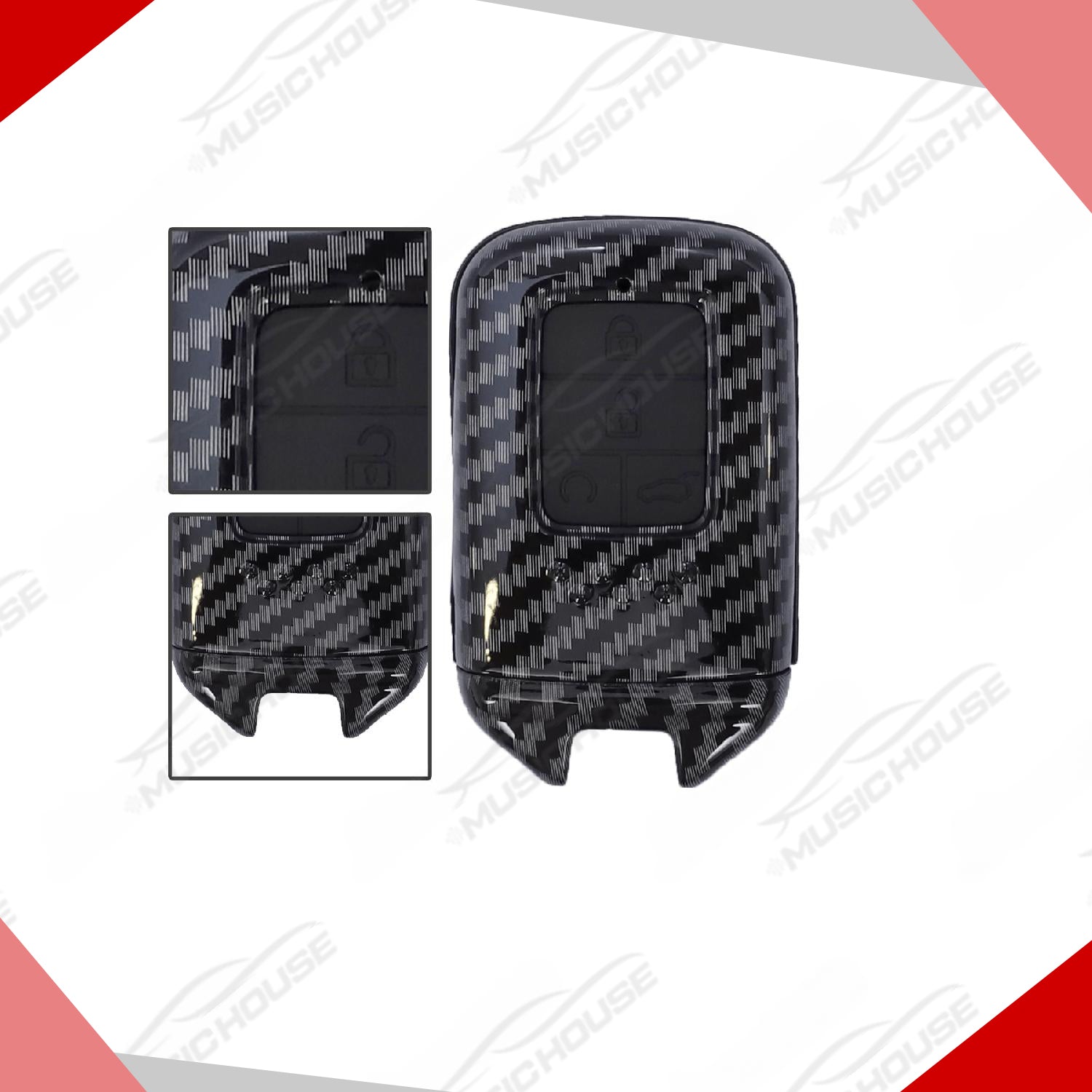 Honda Civic Turbo Carbon Fiber Key Cover with 4 buttons