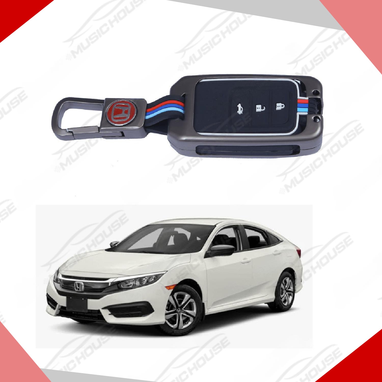 Honda Civic Key Cover With Metal Shell Model 2017-21