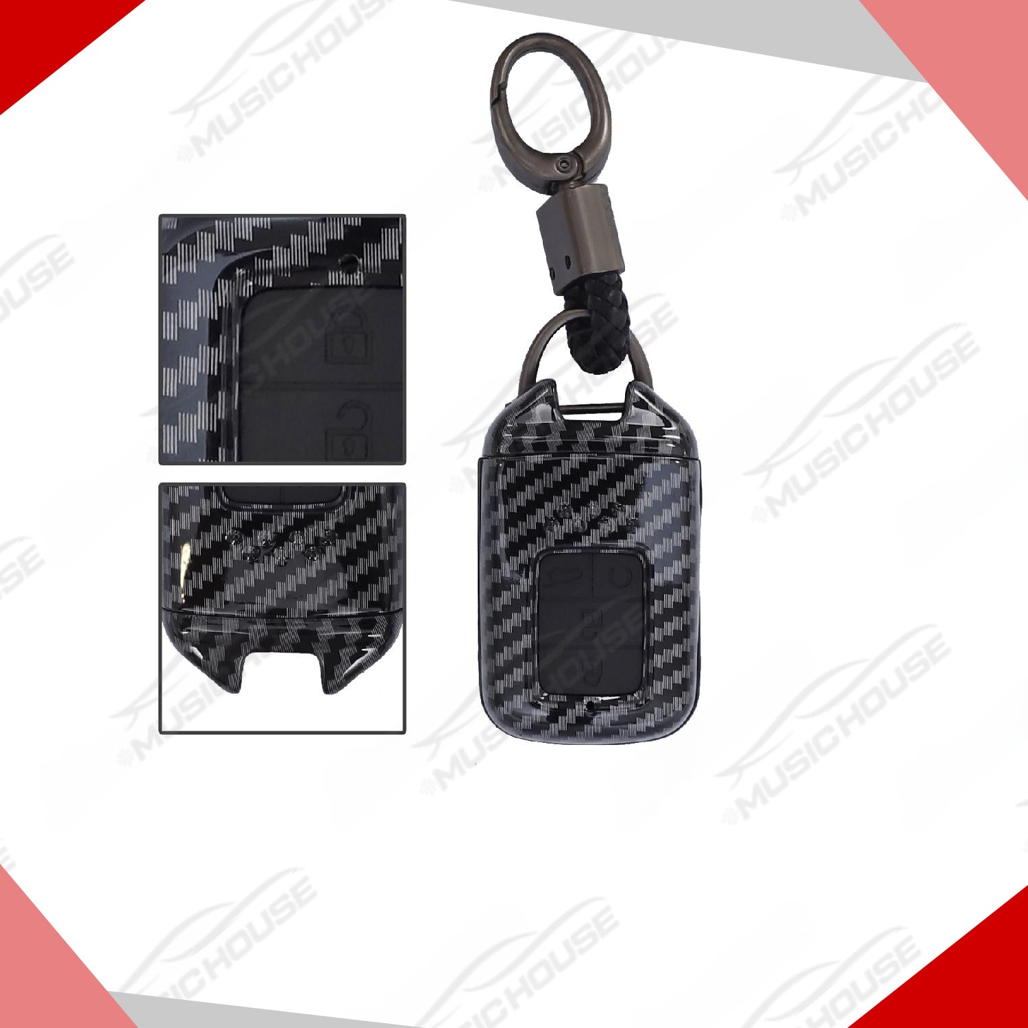 Honda Civic Turbo Carbon Fiber Key Cover with 4 buttons