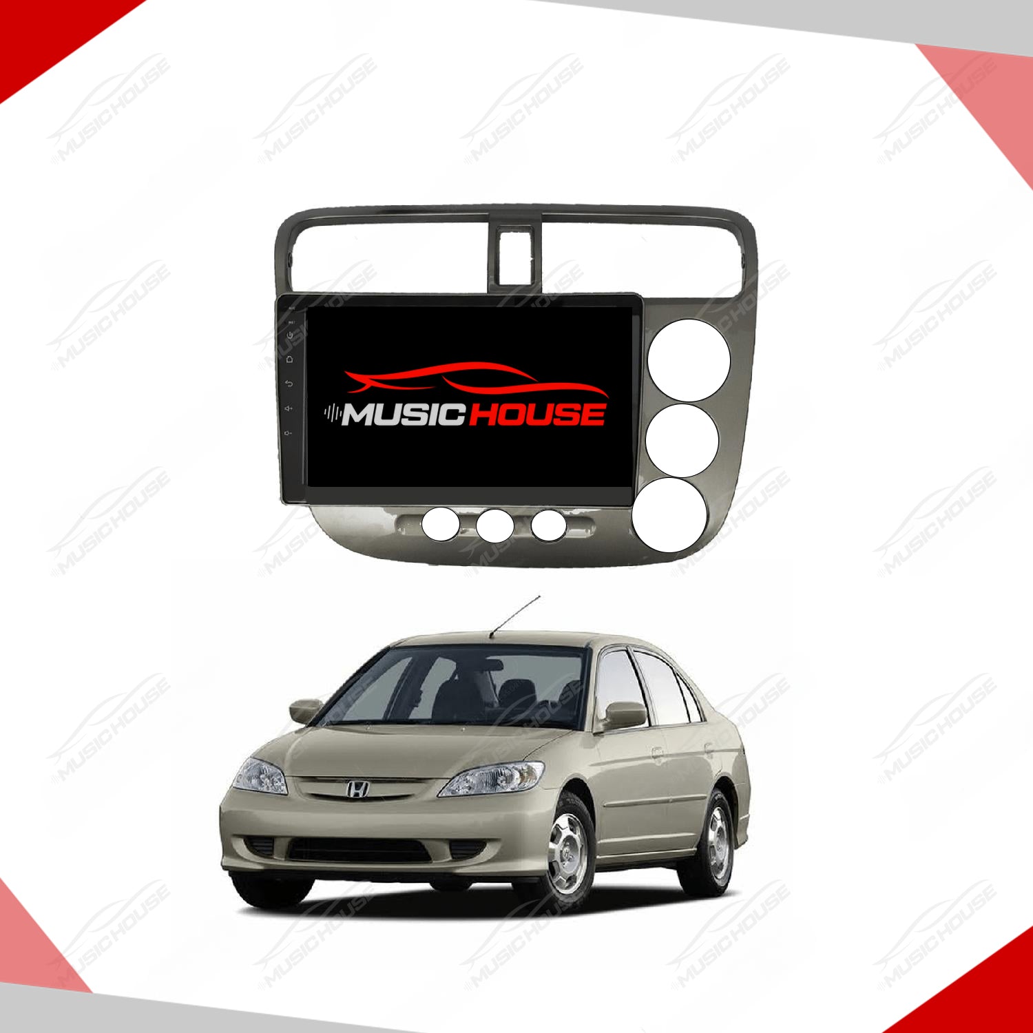 Honda Civic 2001 to 2006 Android Panel HD Player IPS Display Multimedia System